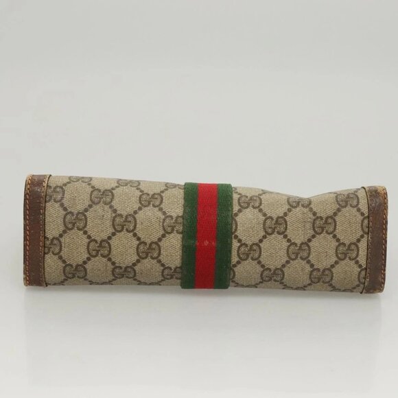GUCCI GG Supreme Web Sherry Line Clutch Bag PVC Beige Red 89 01 001 Auth BA1880 - Picture 7 of 16